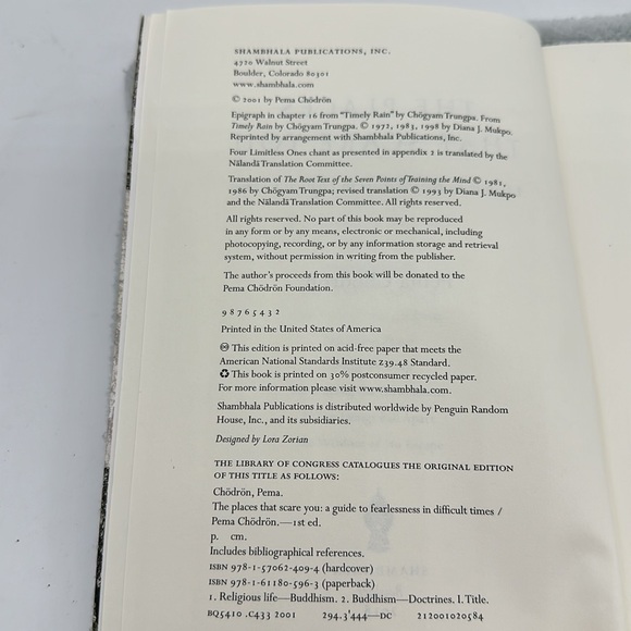 The Places That Scare You-Author Pema Chodron Paperback Book - Picture 6 of 8